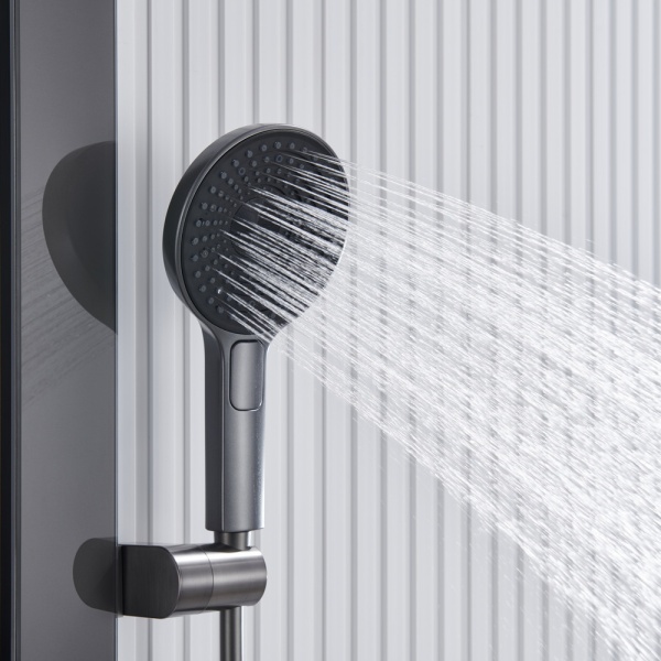 Душевая система со смесителем Black&White Gravity GH-9025-GM монтаж встраиваемая  в стену с термостатом вороненая сталь