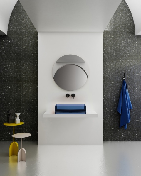 Раковина  прямоугольная Abber Kristall AT2803Saphir полиэфирная смола цвет синий