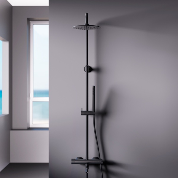 Душевая система со смесителем Damixa Scandinavian Pure 936740300 монтаж настенная без термостата черный