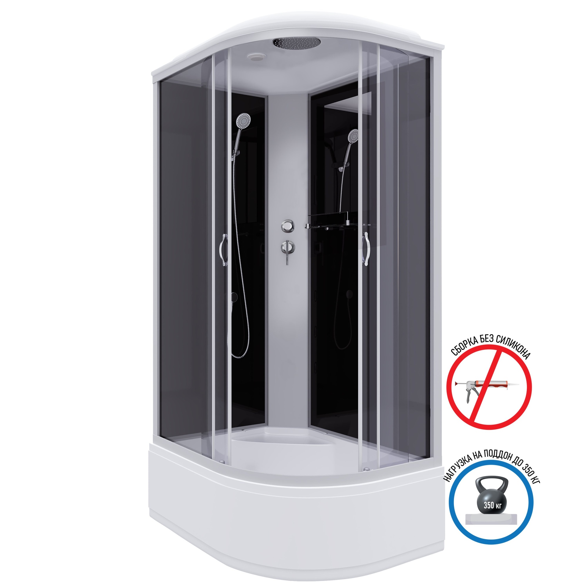 Душевая кабина с крышей Niagara Classic NG-2510-14L асимметричная  120x80 стекла тонированные, профиль матовый хром