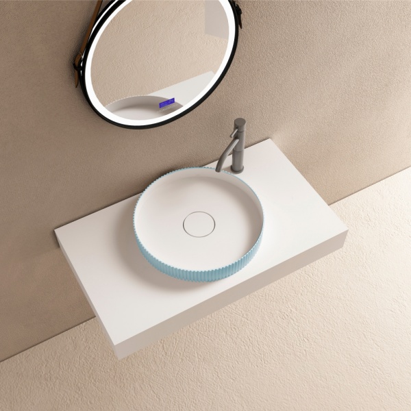 Раковина накладная округлая Abber STEIN AS2604Blau искусственный камень цвет голубой