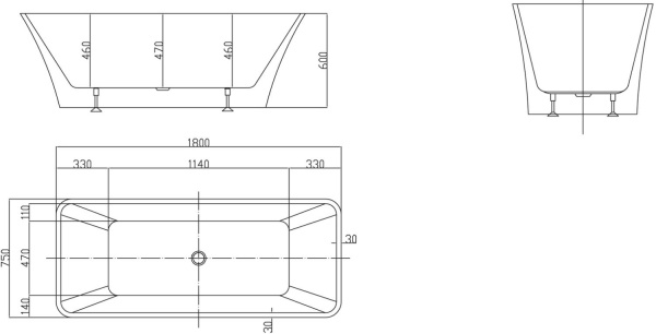 Акриловая ванна BelBagno  BB60-1800-750 180x75