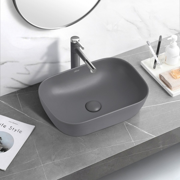 Раковина  прямоугольная Abber Rechteck AC2200MG керамика цвет серый матовый
