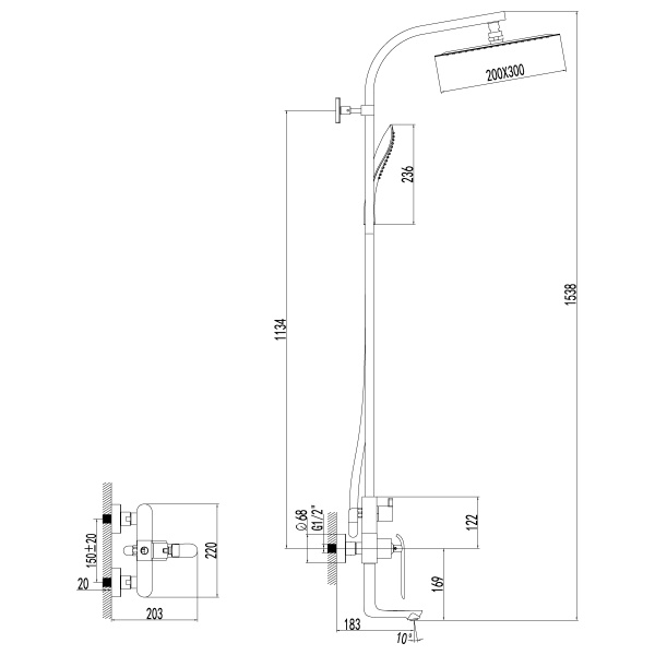 Душевая система со смесителем Lemark Melange LM4962CW монтаж настенная без термостата хром/белый