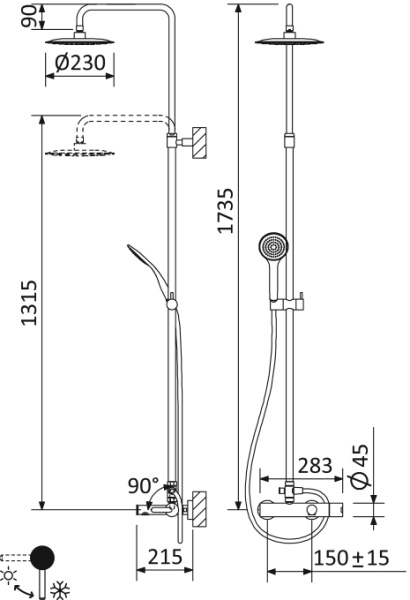 Душевая система со смесителем Cezares Leaf LEAF-CVDA-23-BIO монтаж настенная без термостата белый матовый
