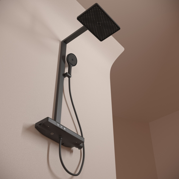 Душевая система со смесителем Sancos Vos SC6100MB монтаж настенная с термостатом черный матовый