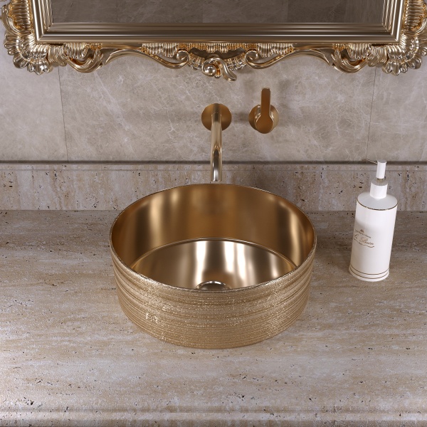 Раковина  круглая Grossman Color GR-5010GG фаянс цвет золото