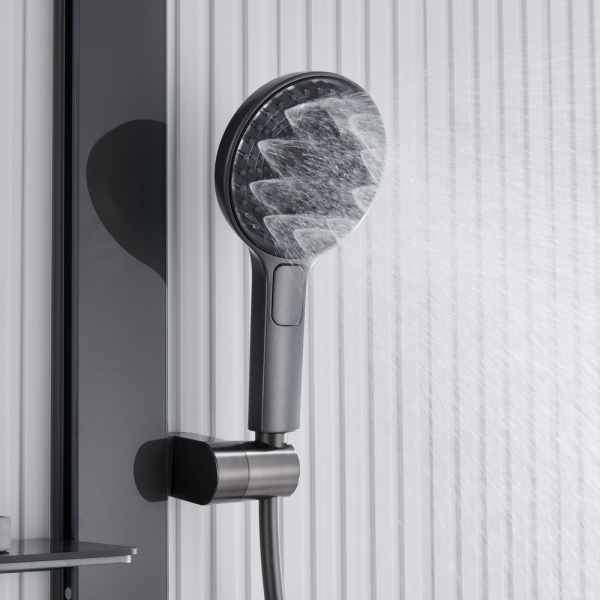 Душевая система со смесителем Black&White Gravity GH-9005-GM монтаж настенный с термостатом темно-серый гранит