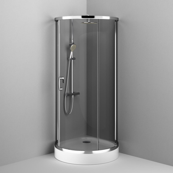 Душевой угол Am.Pm Like W83G-333-095CG четверть круга  стекла прозрачные тонированные, профиль хром