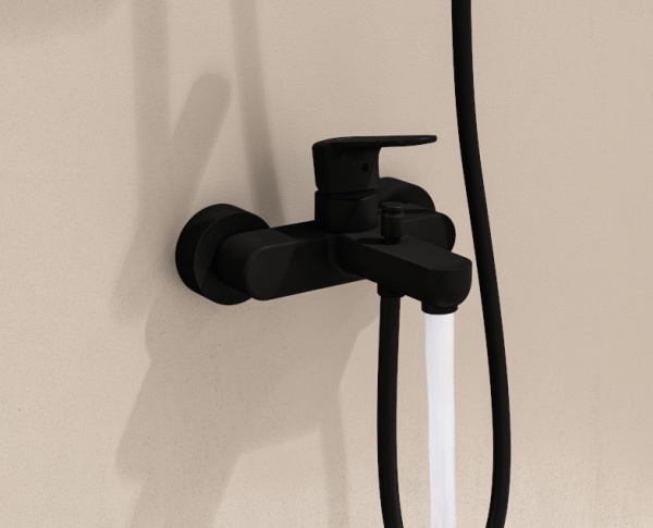 Смеситель для ванны или душа VitrA Root Round A4272536EXP настенный 
без термостата матовый черный