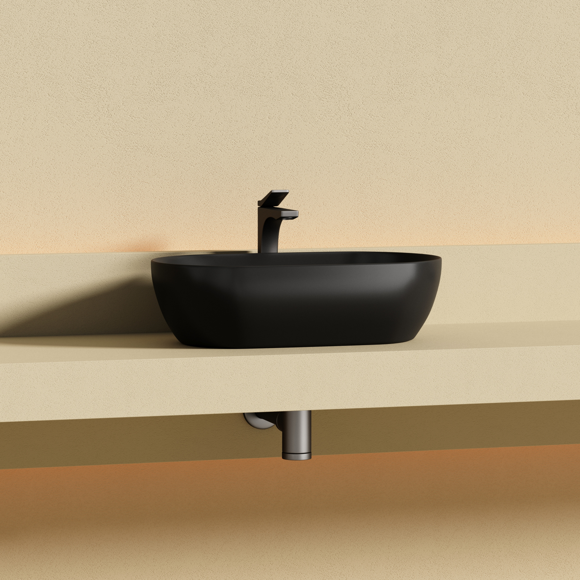 Раковина накладная овальная Ceramica Nova Twist CN12001MB фарфор цвет черный матовый