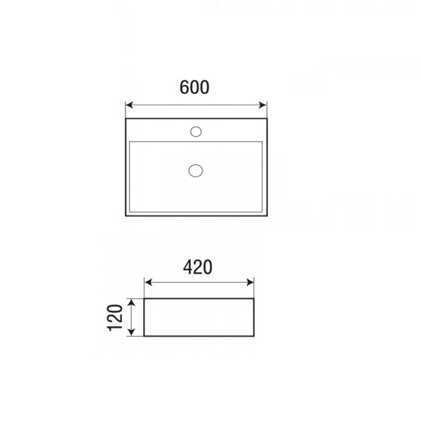 Раковина  прямоугольная Grossman  GR-3036 фаянс цвет белый