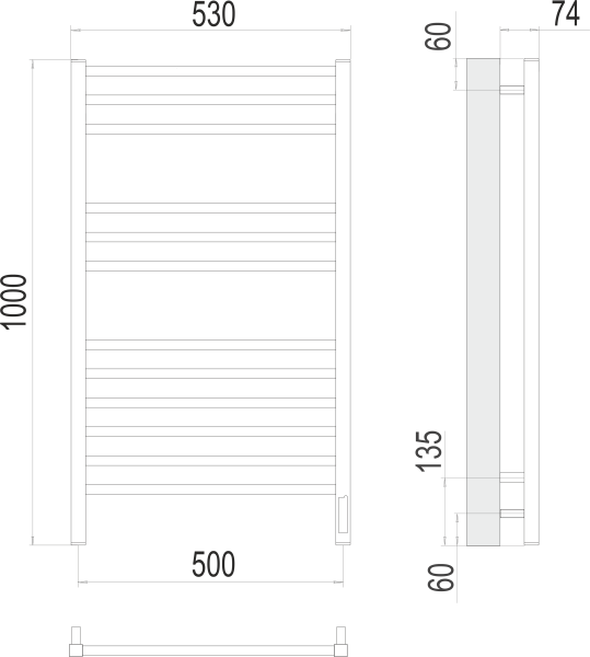 Полотенцесушитель электрический Terminus Ватикан П12  50x100 4670078526205 хром