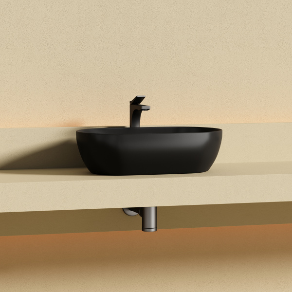 Раковина накладная овальная Ceramica Nova Twist CN12001MB фарфор цвет черный матовый