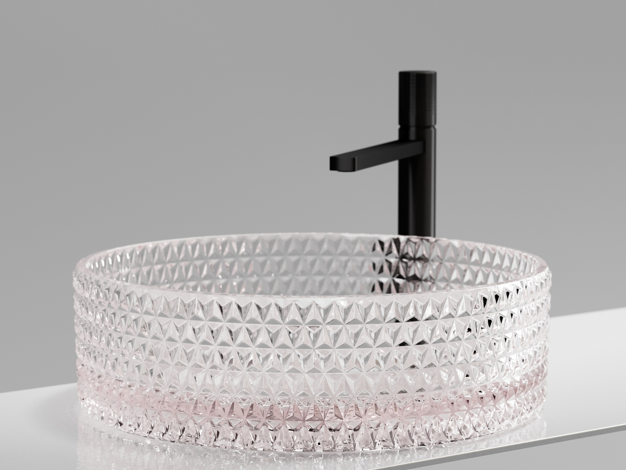 Раковина накладная круглая Ceramica Nova Cristal CN6061 стекло цвет розовый