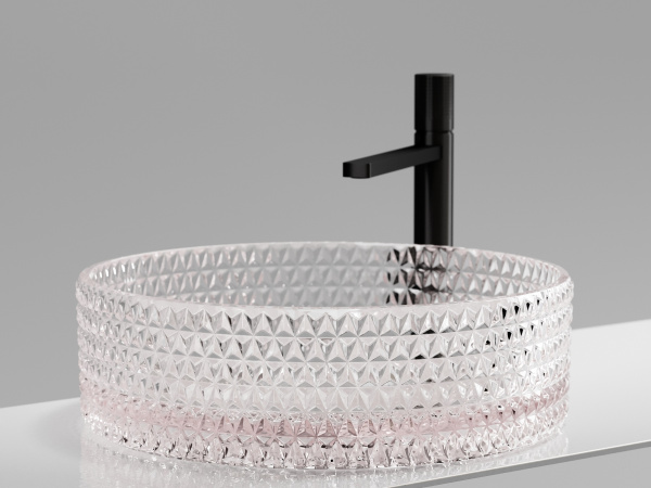 Раковина накладная круглая Ceramica Nova Cristal CN6061 стекло цвет розовый