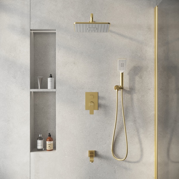Душевая система со смесителем Grossman Classic 501.K35.04.320 монтаж встраиваемая  в стену без термостата золото