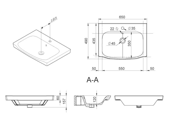 Раковина  нестандартная Am.Pm Like M80WCC0652WG фарфор цвет белый глянцевый