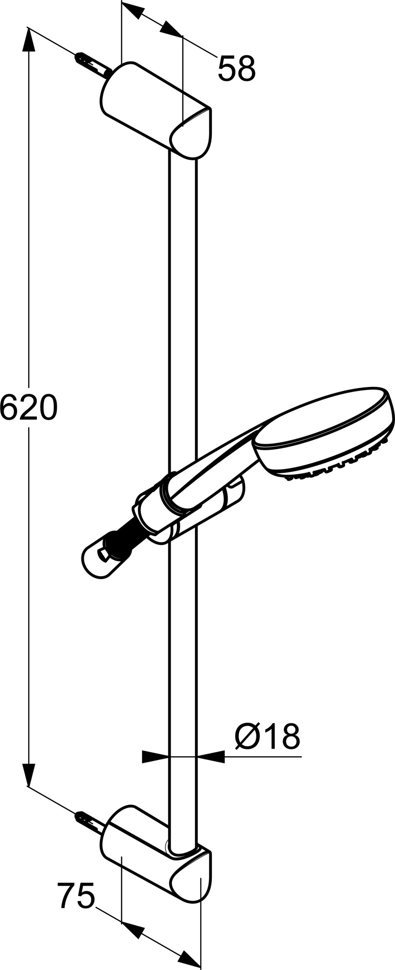 Душевой гарнитур со штангой Kludi Logo 6816005-00 хром 