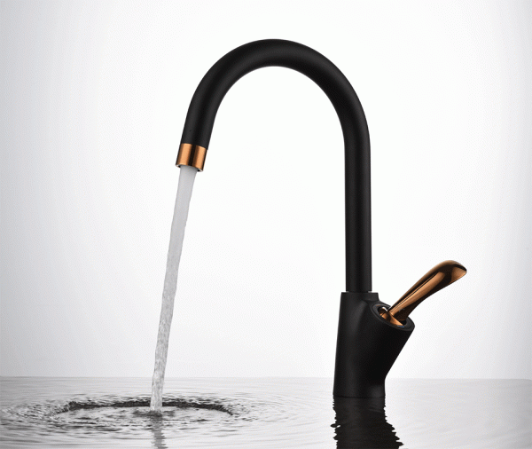 Смеситель для кухни D&K Venice DA1032459 без подключения к фильтру черный/золото