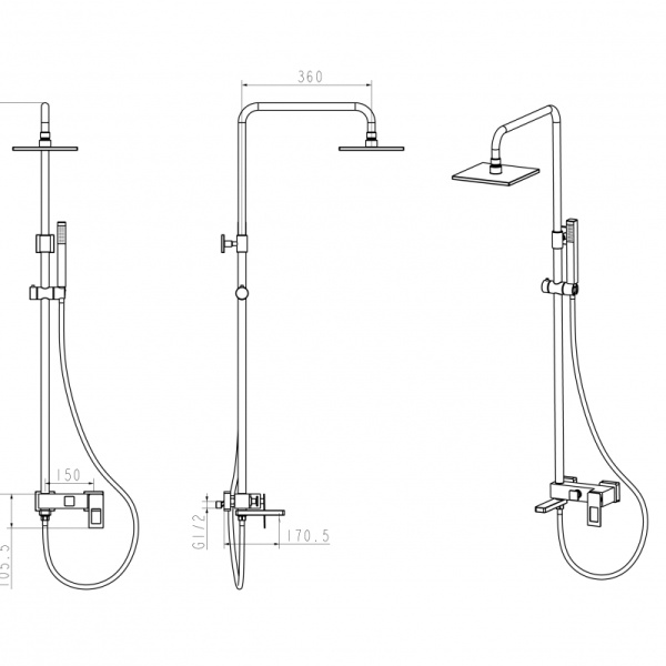 Смеситель для ванны Boheme Q 148-BR настенный 
без термостата 