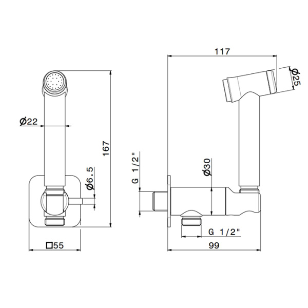 Гигиенический душ Newform X-Steel 316 69644X.50.050 настенный stainless steel