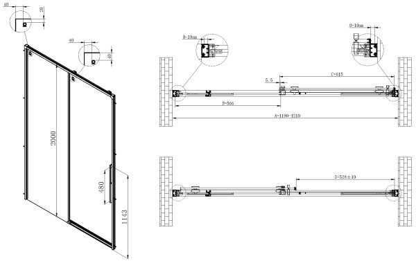 Душевая дверь Vincea Ultima VDS-7UL120CLGM 120 см стекла прозрачные, профиль вороненая сталь
