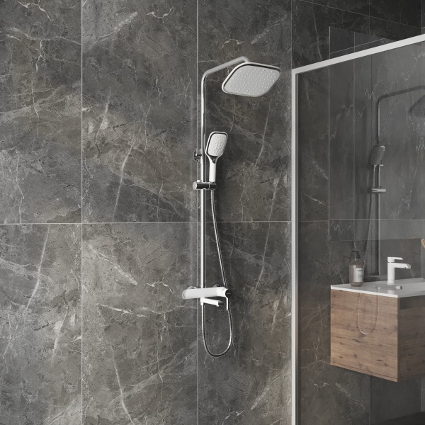 Душевая система со смесителем Grossman Alba 500.K35.06.100/000 монтаж настенная без термостата хром/белый