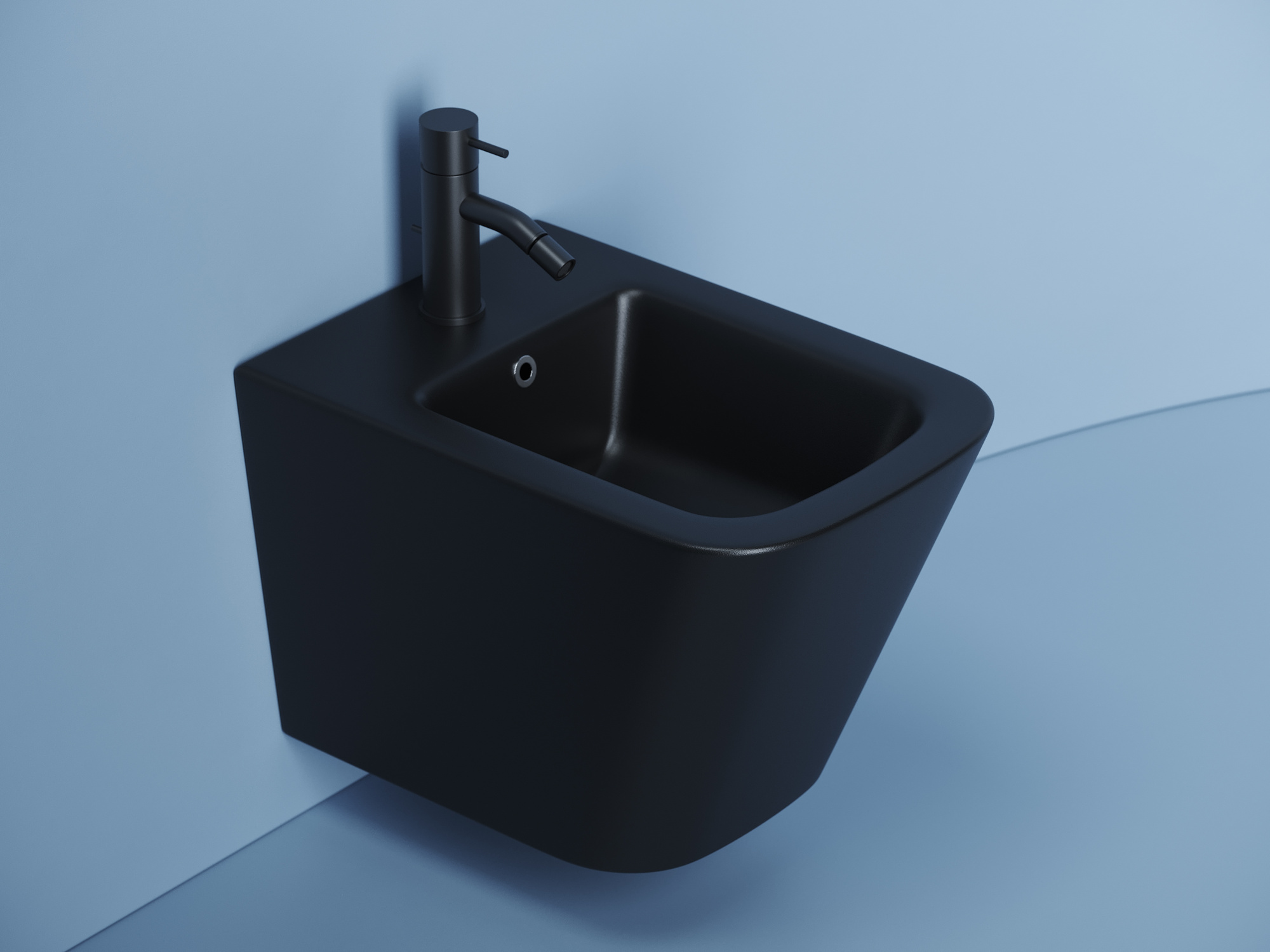 Биде подвесное Ceramica Nova Union CN4010MB фарфор, цвет черный матовый