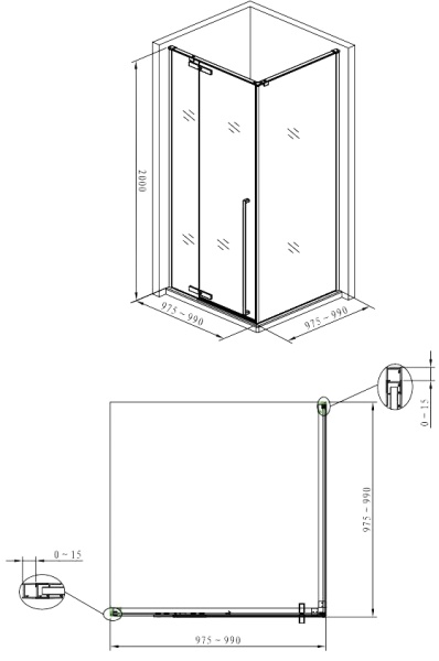 Душевой угол Aquanet Ideal AE-AXC10MB-S-B квадратная   стекла прозрачные, профиль черный