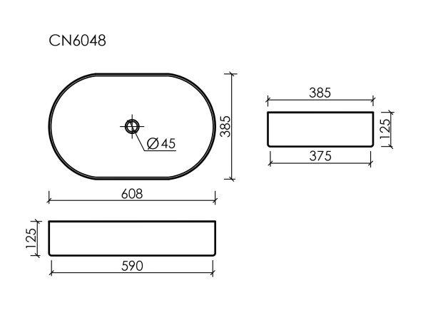 Раковина накладная овальная Ceramica Nova Element CN6048 фарфор цвет белый
