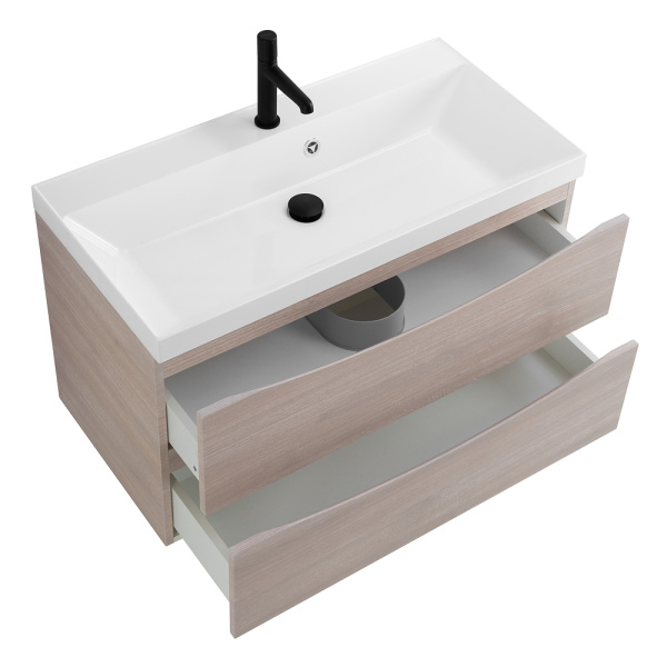 Тумба под раковину подвесная BelBagno Marino MARINO-900-2C-SO-RG-P 90 см  2 ящика цвет Rovere Grigio 