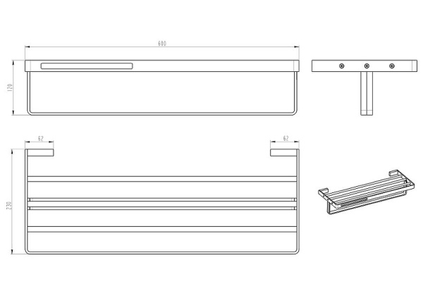 Полка для ванной Boheme Q 10947-SGM латунь