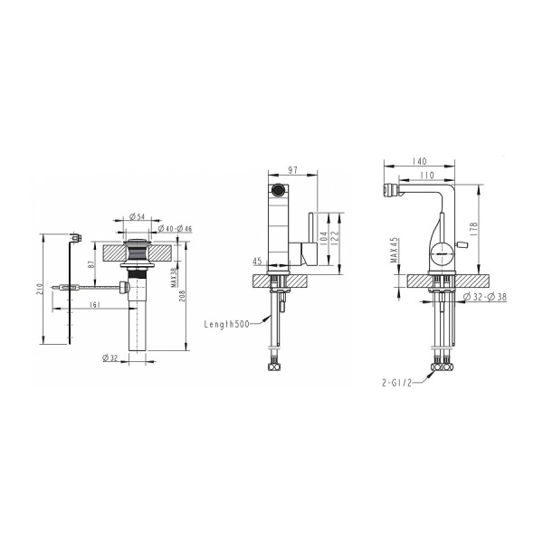 Смеситель для биде Bravat Arc F36061K-ENG латунь черный