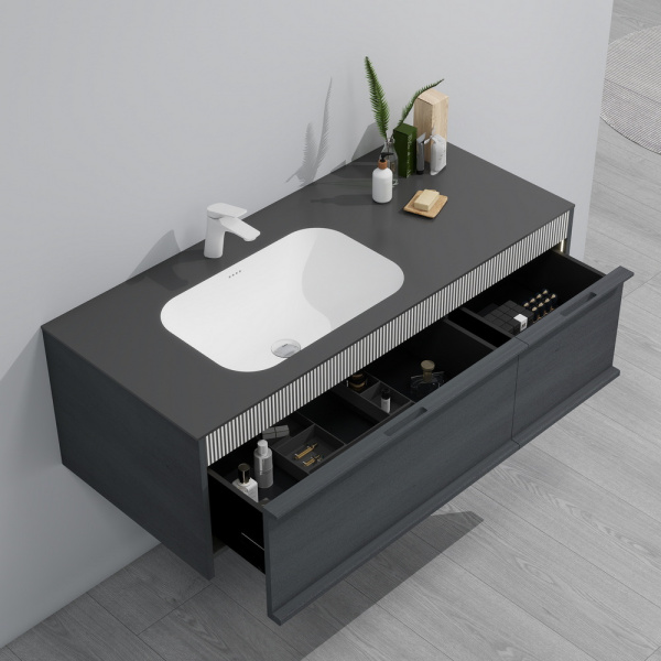 Тумба с раковиной подвесная Black&amp;White Universe U950.1200 120 см  1 ящик+1 скрытый цвет Atique Gray 