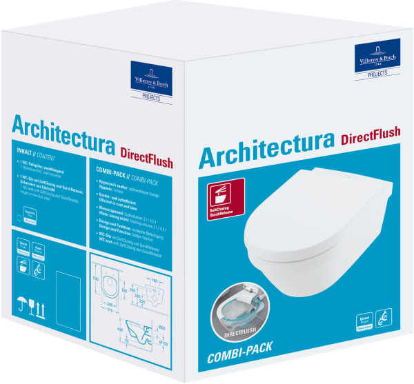 Унитаз подвесной Villeroy &amp; Boch Architectura 4694HR01 Rimless фарфор белый
