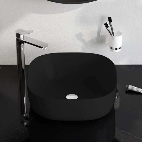 Раковина  квадратная  Am.Pm Func M8FWCC30430BM фарфор цвет черный матовый