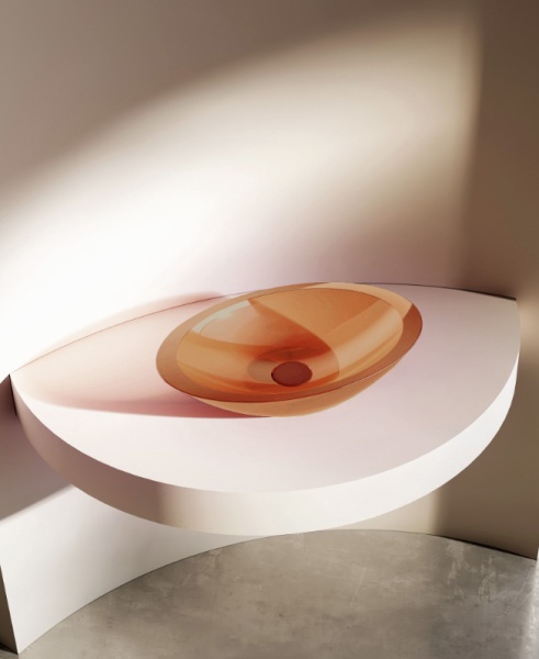 Раковина накладная овальная Abber Kristall AT2810Topas полиэфирная смола цвет оранжевый