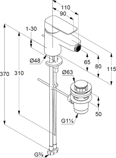Смеситель для биде Kludi Pure&Style 402160575 латунь хром