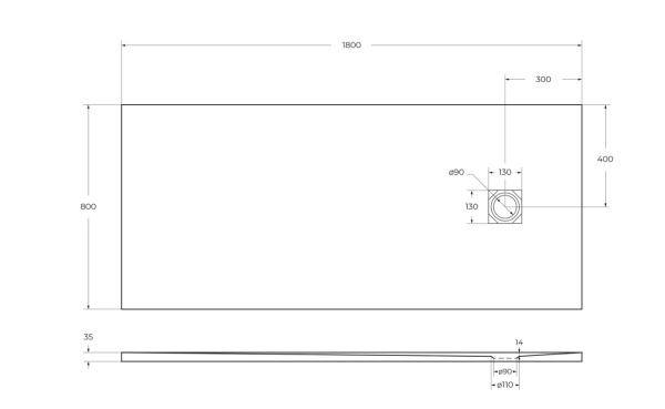 Душевой поддон низкий BelBagno Uno TRAY-MR-UNO-AH-180/80-35-W-BO прямоугольный литьевой мрамор 180x80 белый