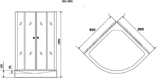 Душевой угол Niagara Eco NG-001-14 90x90 стекла прозрачные с узором, профиль хром