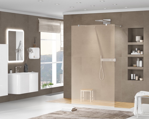 Душевая перегородка Cezares Liberta LIBERTA-L-2-100-BR-Cr 100 см, стекла тонированные, профиль хром