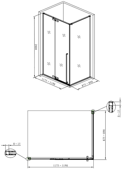 Душевой угол Aquanet Ideal AE-AXC92MZ-S-C прямоугольная  стекла прозрачные, профиль хром