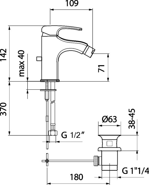 Смеситель для биде Webert Kimono KI840102015 латунь хром