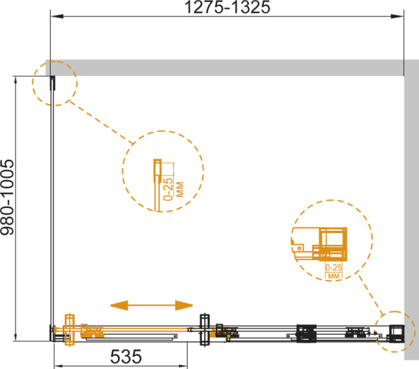 Душевой угол Cezares Duet Soft DUET SOFT-AH-1-130/100-C-Cr прямоугольная  стекла прозрачные, профиль хром