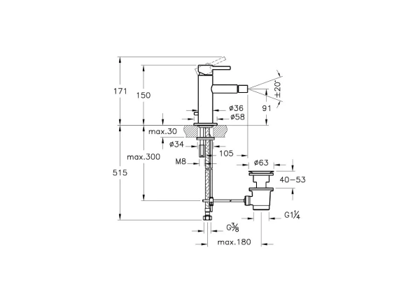Смеситель для биде VitrA Origin A42559 латунь хром