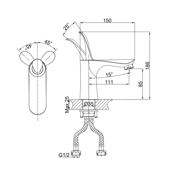 Смеситель для раковины D&amp;K Venice.Baciano DA1032159 черный/золото