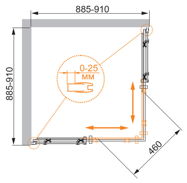 Душевой угол Cezares Stylus M STYLUS-O-M-A-2-90-C-Cr квадратный 90x90 стекла прозрачные, профиль хром
