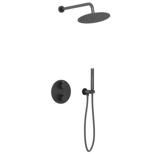 Душевая система со смесителем Vincea  VSFW-101TMB монтаж встраиваемая в стену с термостатом черный