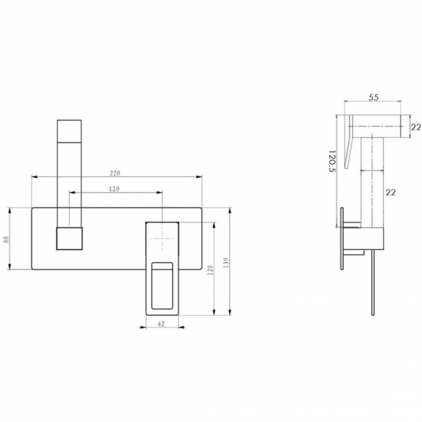 Гигиенический душ Boheme Q 147-GG встраиваемый в стену Gold/Gold